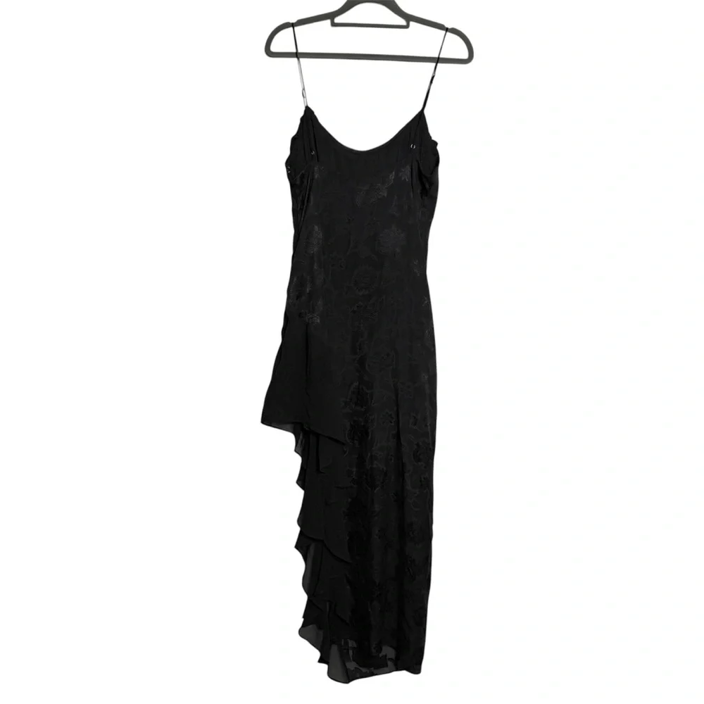 Urban Outfitters Tierra Chiffon Cowl Neck Asymmetrical Midi Black Dress Y2K M - Picture 3 of 15